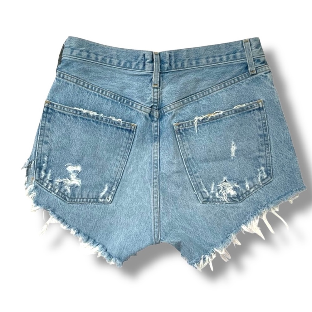 AGOLDE 90’s Denim Cut Off Shorts Distressed High Rise Grunge Blue Size 26 - Picture 3 of 8